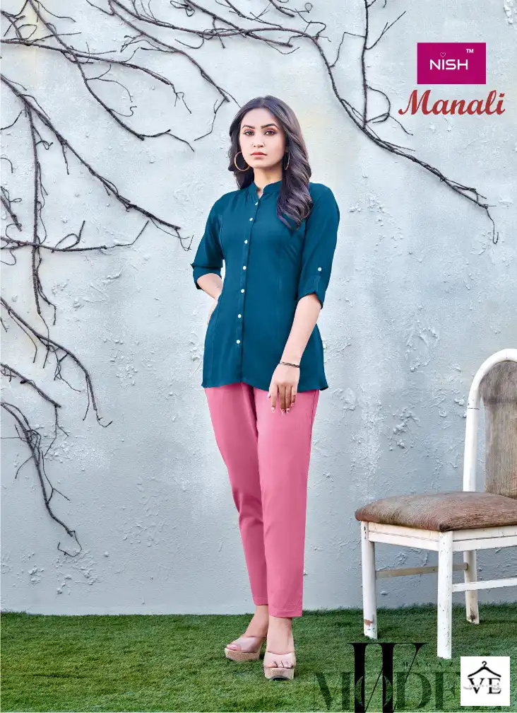 Nish Manali Heavy Bombay Wrinkle Rayon Wholesale Kurti Pant Catalog — Wholesale Kurtis, MPA wholesale from Surat - Gallery Image 6