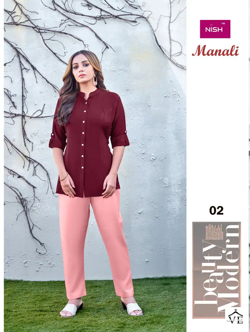 Nish Manali Heavy Bombay Wrinkle Rayon Wholesale Kurti Pant Catalog — Wholesale Kurtis, MPA wholesale from Surat - Gallery Image 2