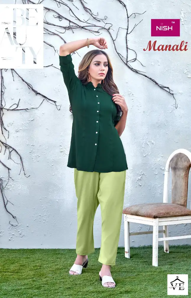 Nish Manali Heavy Bombay Wrinkle Rayon Wholesale Kurti Pant Catalog — Wholesale Kurtis, MPA wholesale from Surat - Gallery Image 3