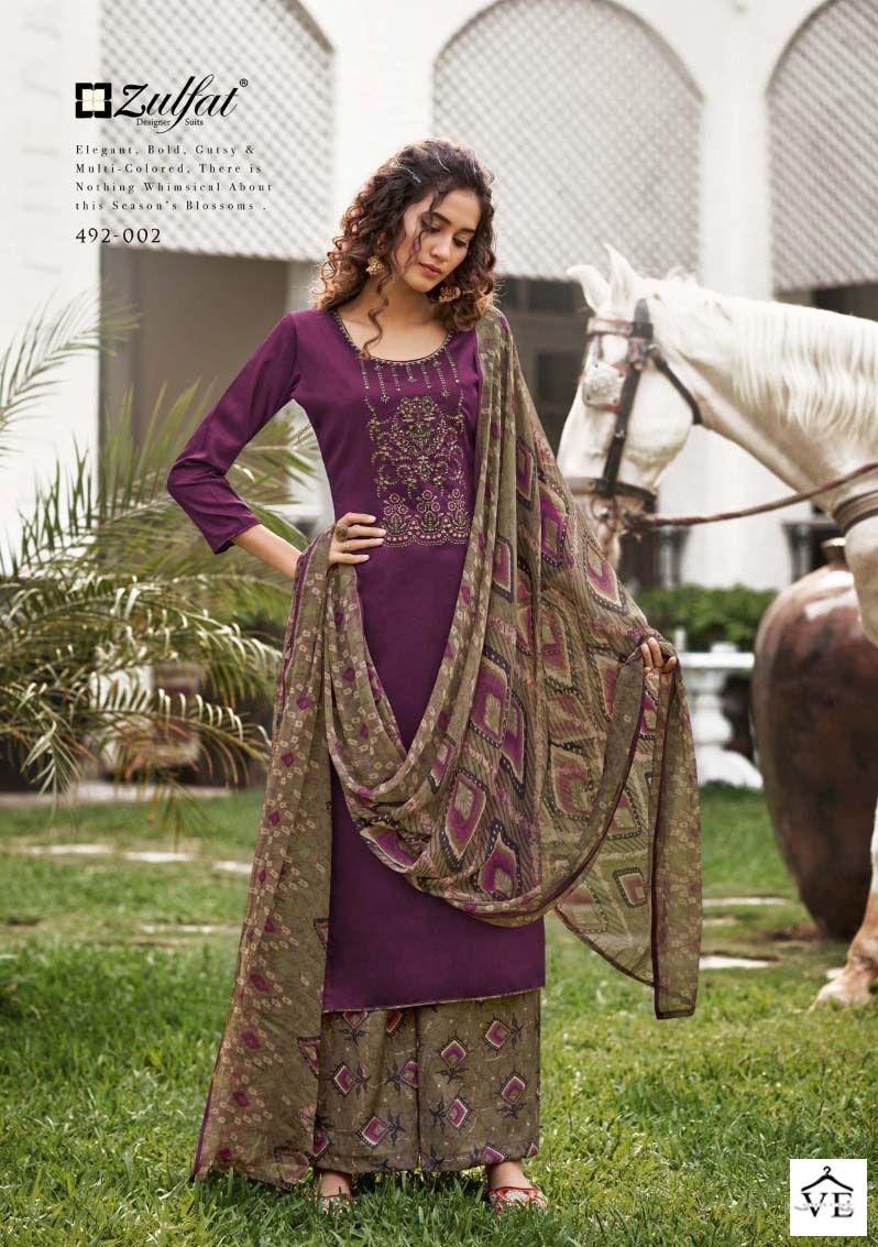 Zulfat Designer Mandakini Jam Cotton Wholesale Salwar Suit Catalog — Wholesale Salwar Suits, MPA wholesale from Surat - Gallery Image 2