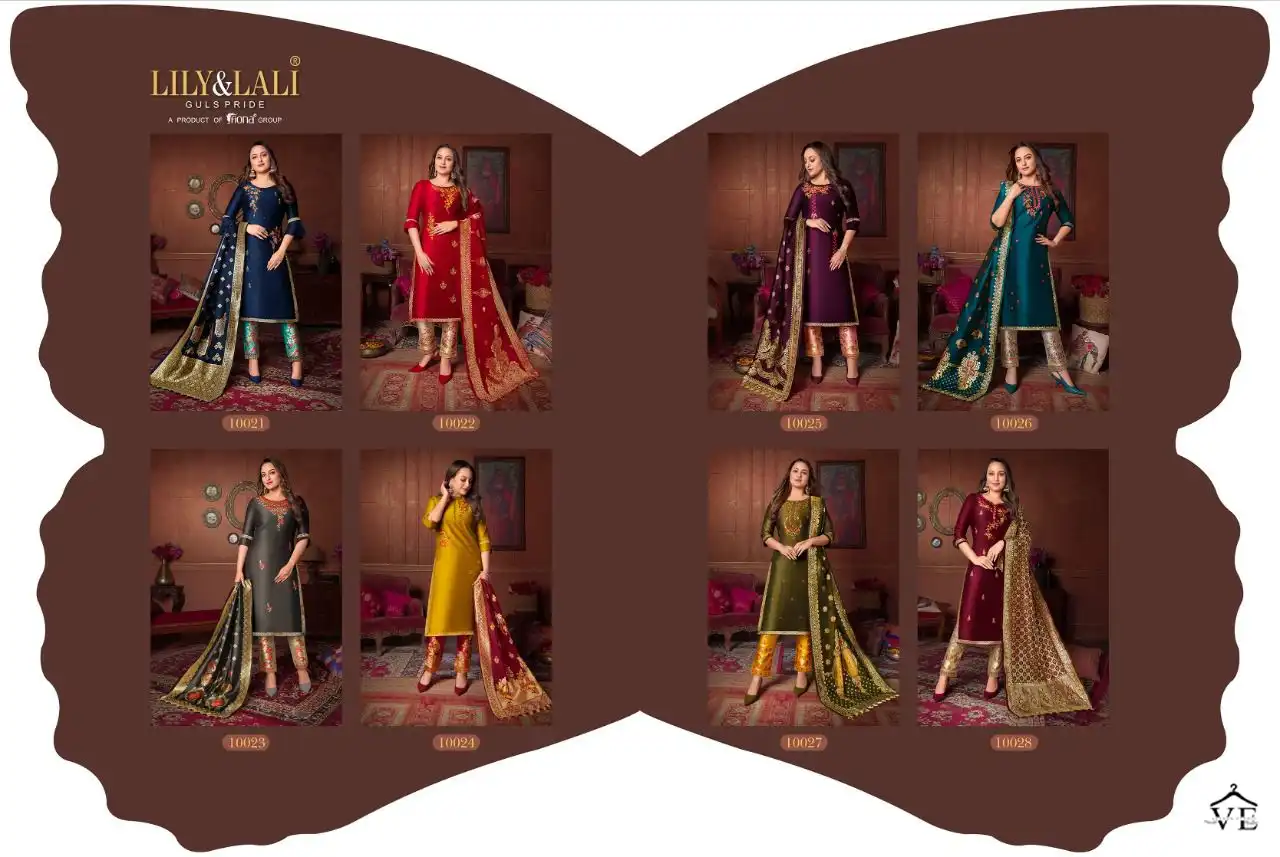 Lily &amp; Lali Meenakari-2 Bemberg Silk Wholesale Readymade Salwar Suit Catalog — Wholesale Salwar Suits, MPA wholesale from Surat — view 9