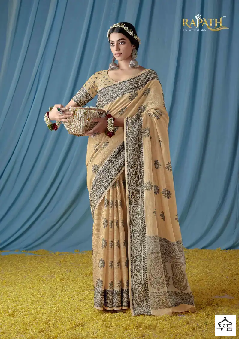Rajpath Meera Lakhnawi Linen Wholesale Saree Catalog - Image 5