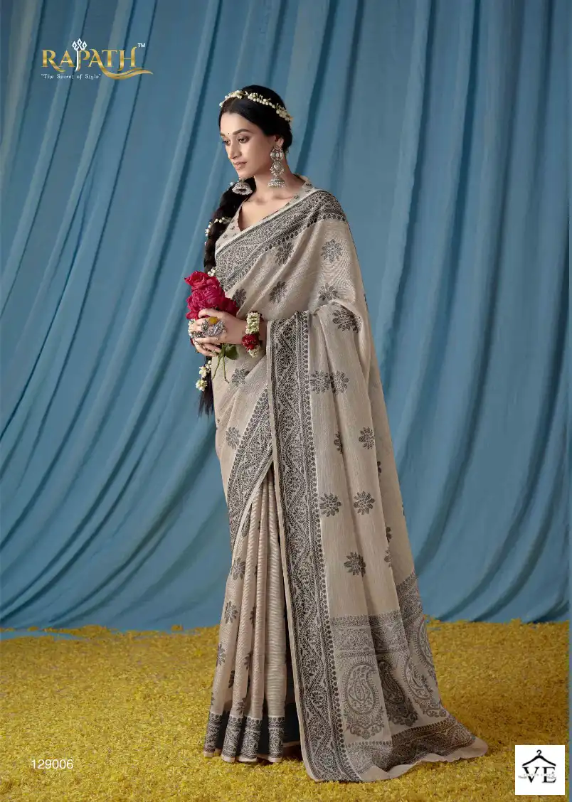 Rajpath Meera Lakhnawi Linen Wholesale Saree Catalog - Image 6