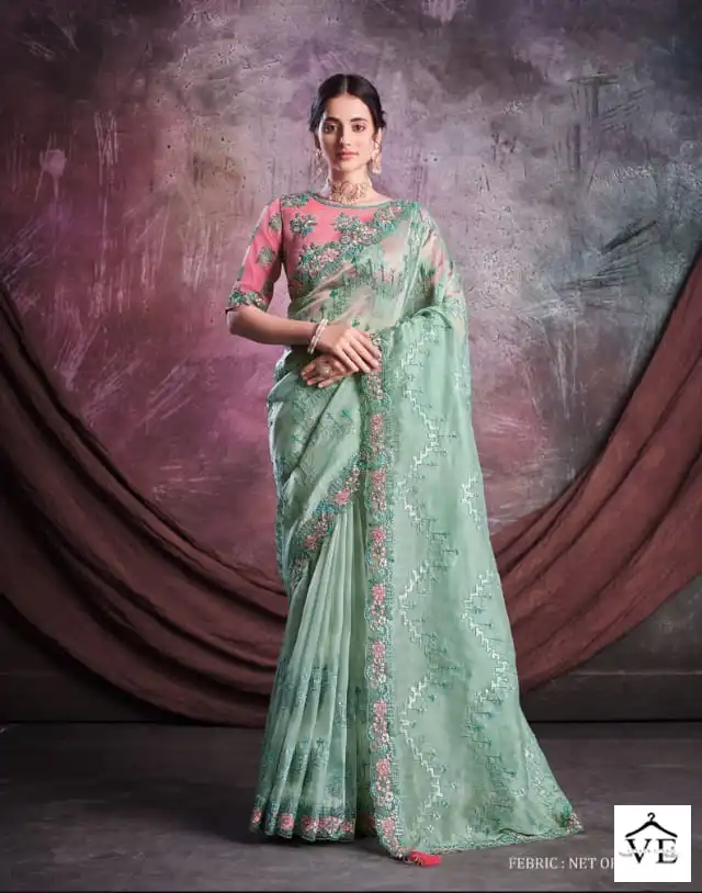 Mahotsav Mohmanthan Sarisha 22700 Series Organza, Satin Silk Wholesale Desinger Saree Catalog — Wholesale Sarees, MPA wholesale from Surat - Gallery Image 7