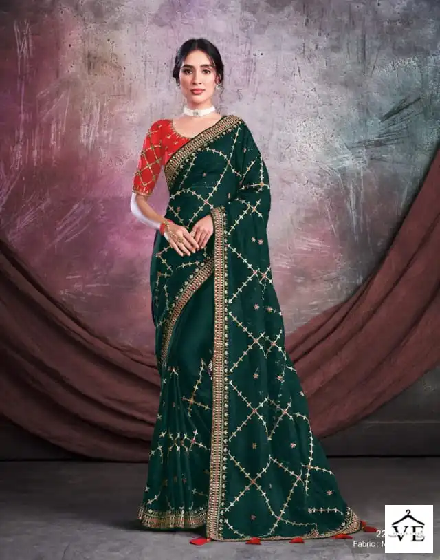 Mahotsav Mohmanthan Sarisha 22700 Series Organza, Satin Silk Wholesale Desinger Saree Catalog — Wholesale Sarees, MPA wholesale from Surat - Gallery Image 9