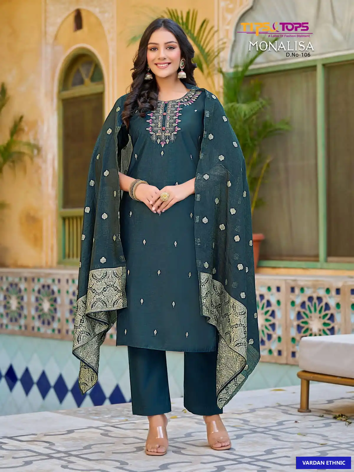 Tips & Tops Monalisa Viscos Chanderi Silk Wholesale Readymade Suits Catalog — Wholesale Salwar Suits, MPA wholesale from Surat - Gallery Image 4
