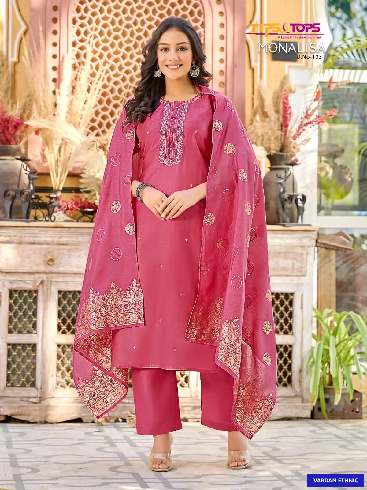 Tips & Tops Monalisa Viscos Chanderi Silk Wholesale Readymade Suits Catalog — Wholesale Salwar Suits, MPA wholesale from Surat - Gallery Image 5