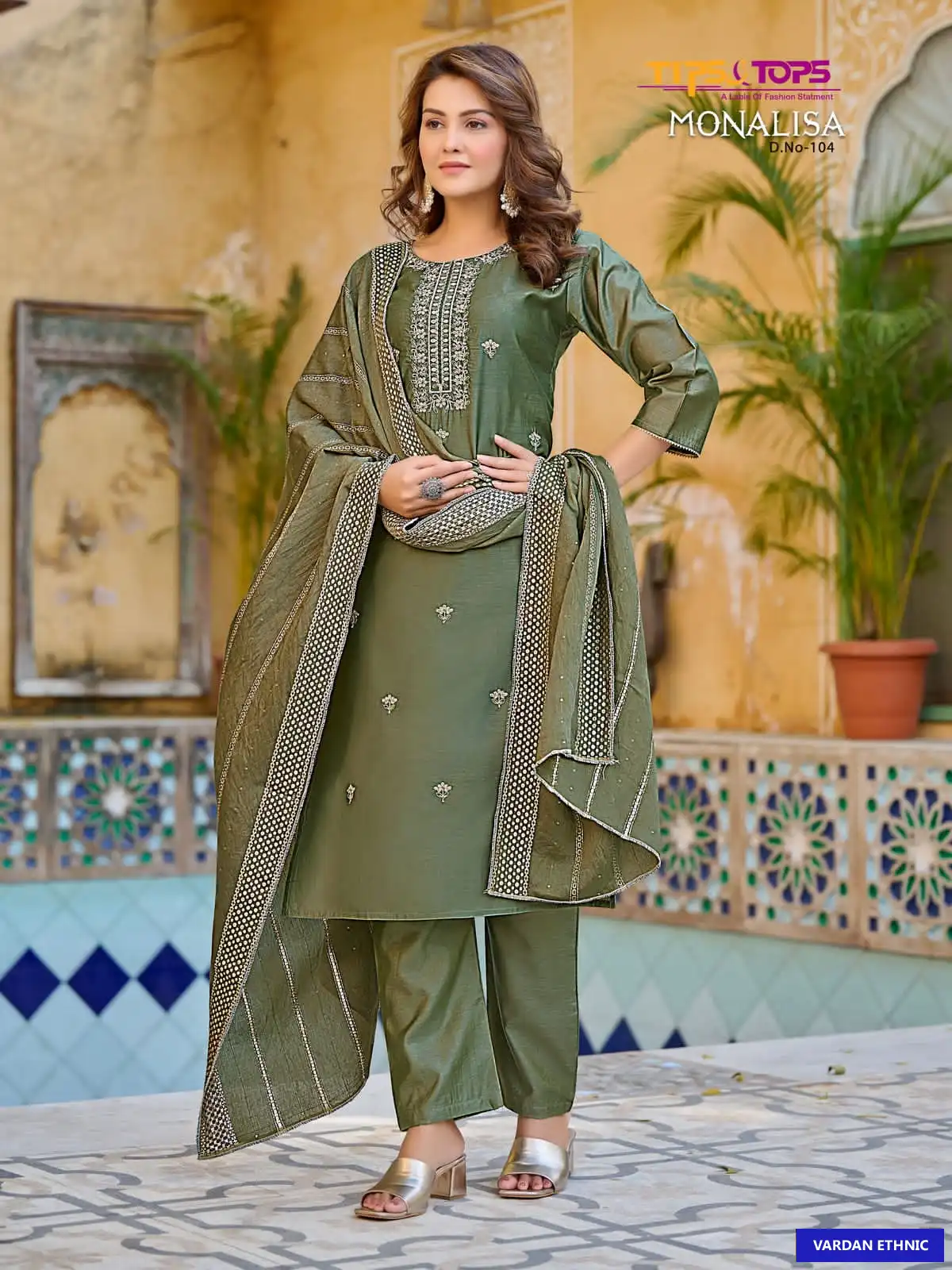 Tips & Tops Monalisa Viscos Chanderi Silk Wholesale Readymade Suits Catalog — Wholesale Salwar Suits, MPA wholesale from Surat - Gallery Image 6