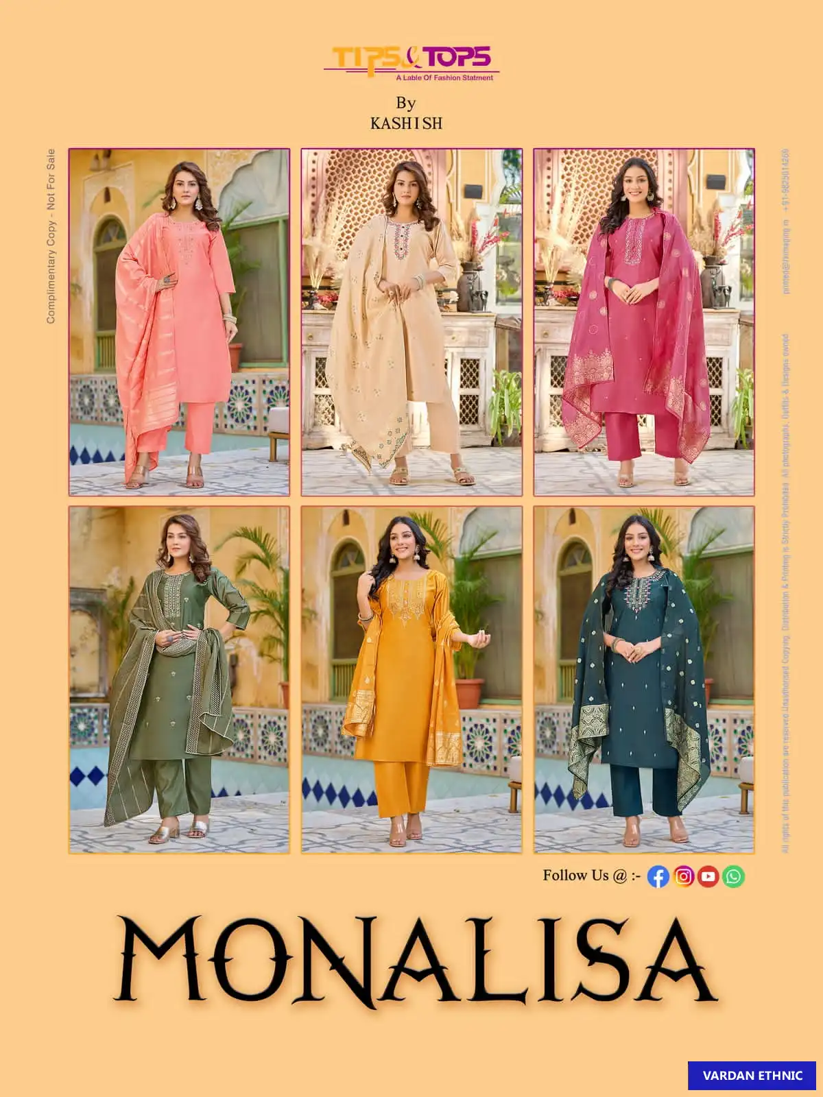 Tips &amp; Tops Monalisa Viscos Chanderi Silk Wholesale Readymade Suits Catalog — Wholesale Salwar Suits, MPA wholesale from Surat — view 7