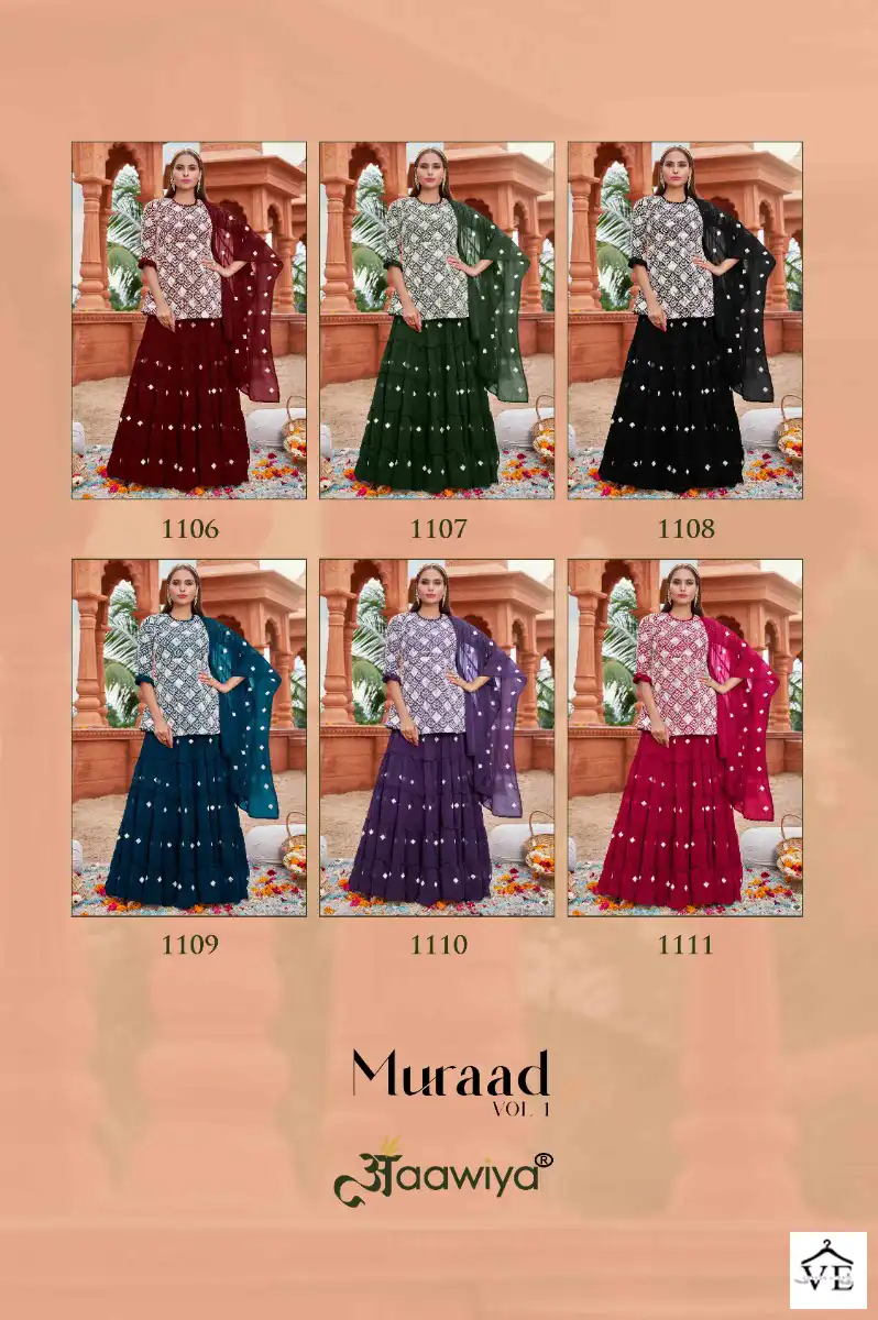 Aawiya Muraad Vol-1 Heavy Faux Georgette Wholesale Designer Suits Catalog — Wholesale Salwar Suits, MPA wholesale from Surat — view 13