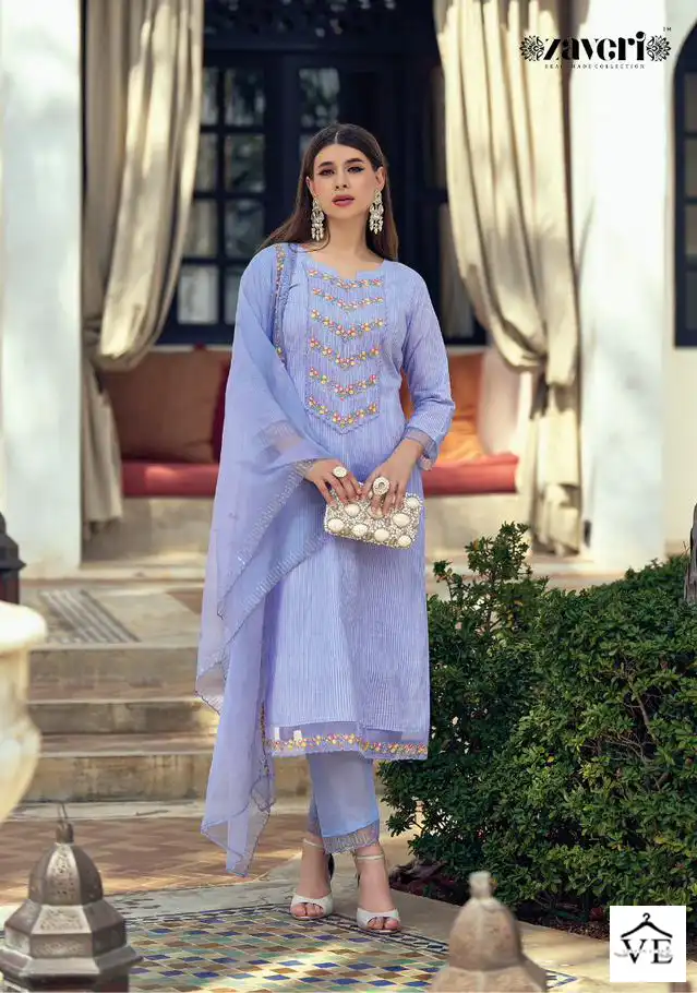 Zaveri Nagma Pure Cotton Wholesale Readymade Suits Catalog — Wholesale Salwar Suits, MPA wholesale from Surat - Gallery Image 3