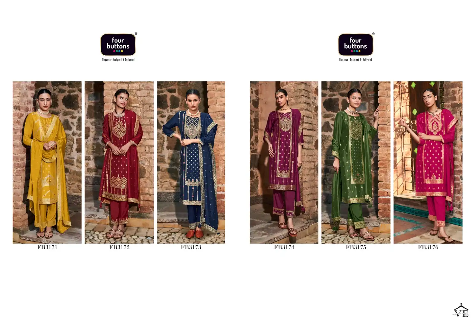 Four Buttons Naqashi 2 Placement Jacquard Wholesale Readymade Suits Catalog — Wholesale Salwar Suits, MPA wholesale from Surat — view 7