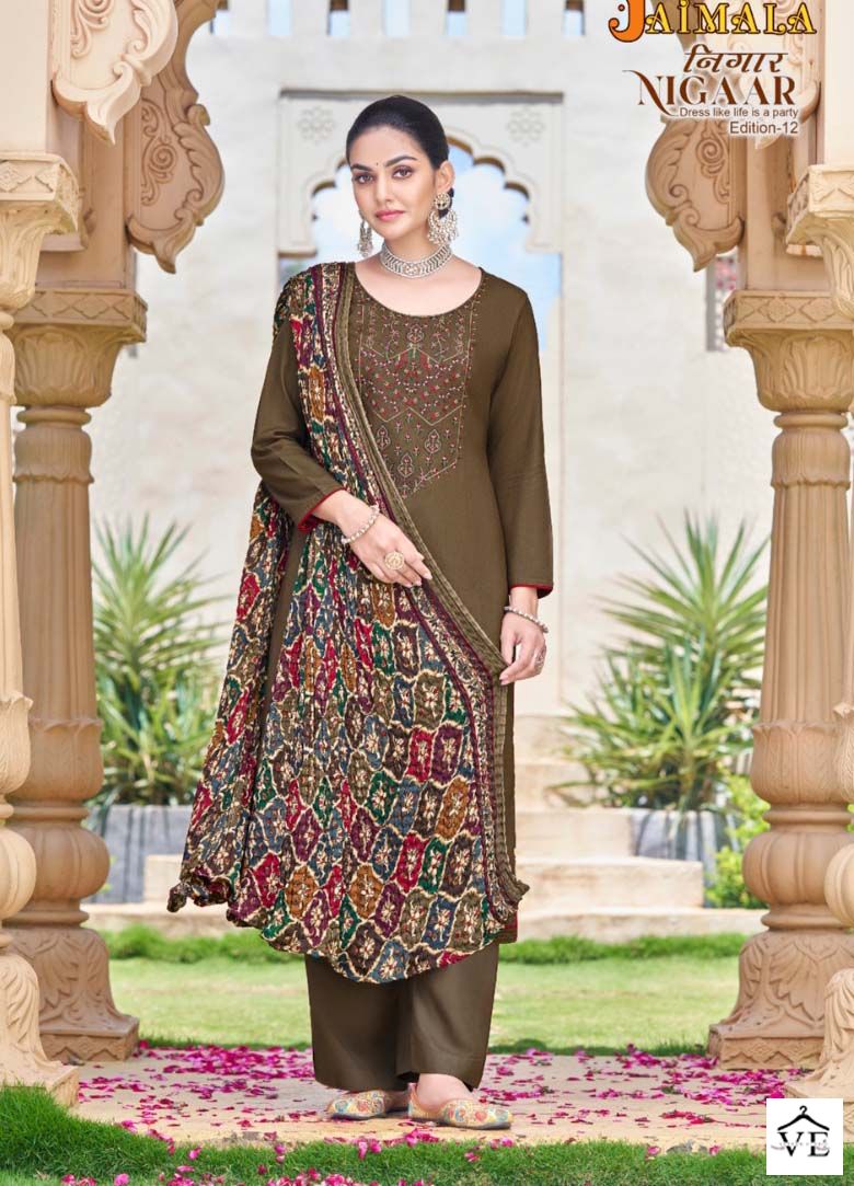 Alok Suits Nigaar Vol 12 Rayon Wholesale Designer Salwar Suit Catalog — Wholesale Salwar Suits, MPA wholesale from Surat — view 5