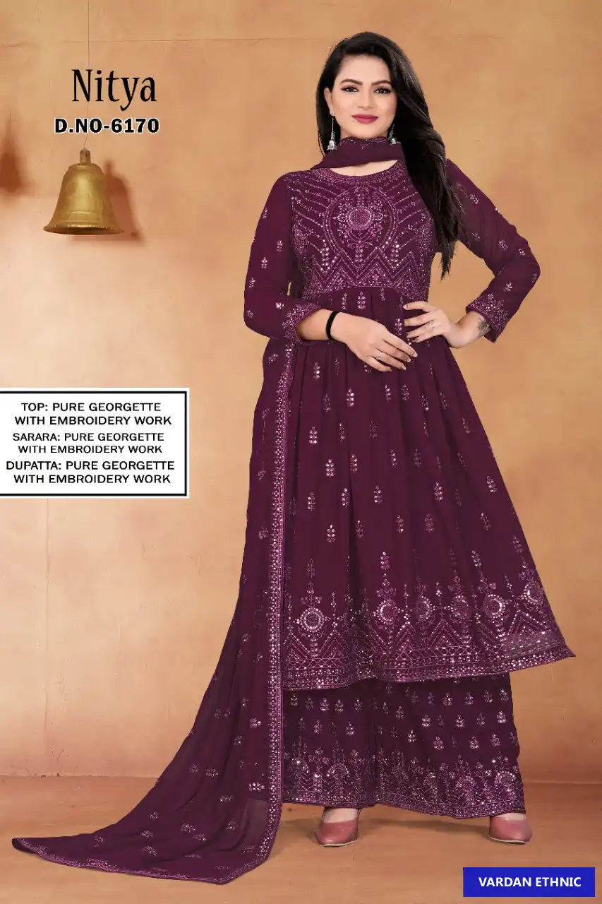 Vedanti Nitya Pure Georgette Wholesale Salwar Suit Catalog — Wholesale Salwar Suits, MPA wholesale from Surat - Gallery Image 4