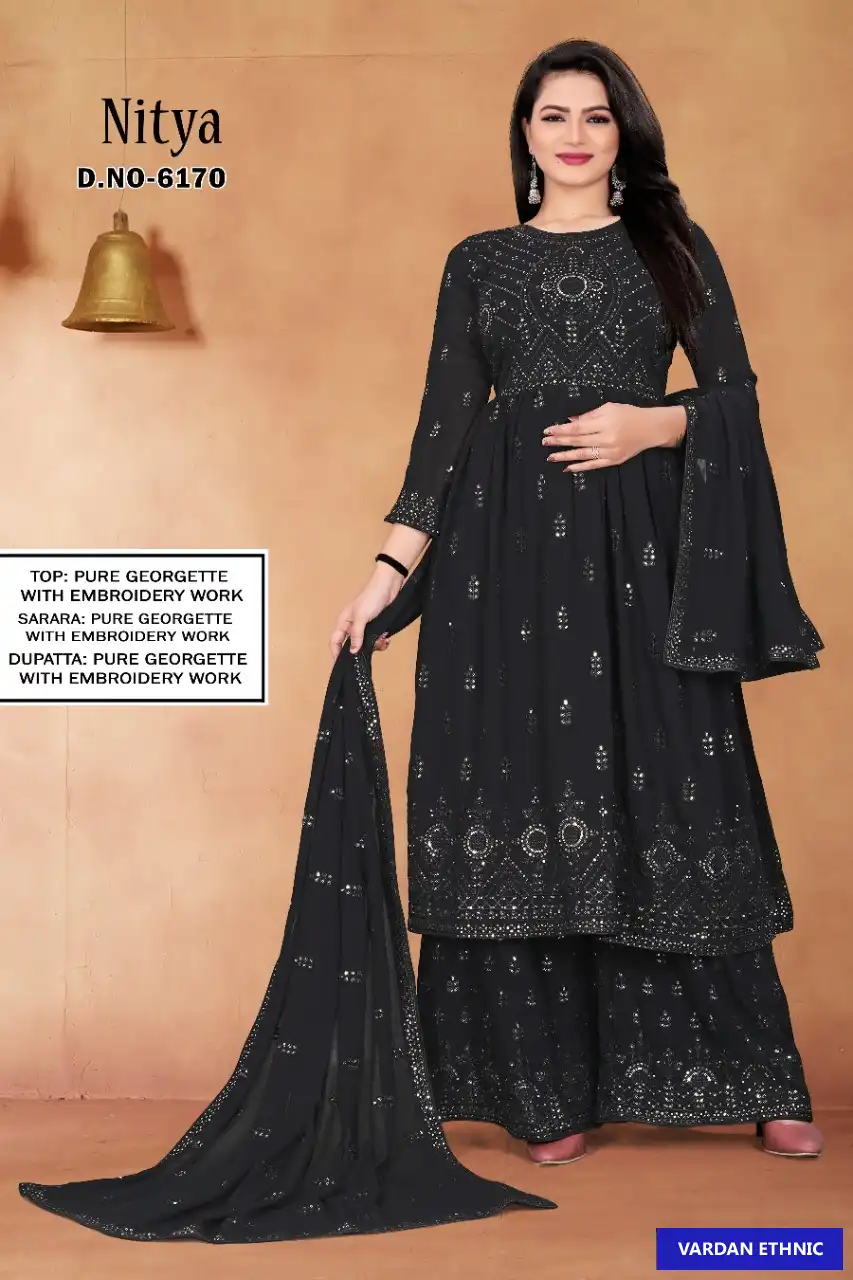 Vedanti Nitya Pure Georgette Wholesale Salwar Suit Catalog — Wholesale Salwar Suits, MPA wholesale from Surat - Gallery Image 5