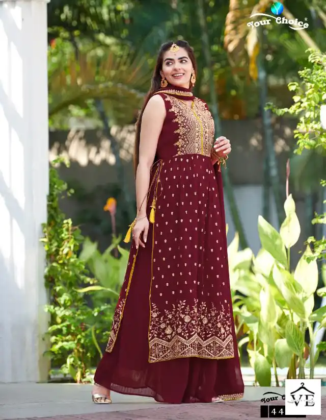 Your Choice Nykaa-3 Blooming Georgette Wholesale Nyra Cut Readymade Suit Catalog — Wholesale Salwar Suits, MPA wholesale from Surat — view 3