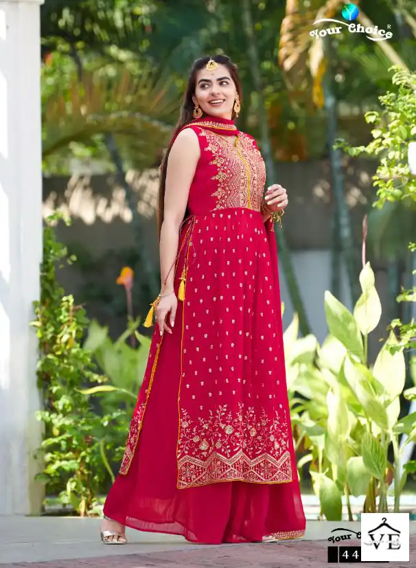 Your Choice Nykaa-3 Blooming Georgette Wholesale Nyra Cut Readymade Suit Catalog — Wholesale Salwar Suits, MPA wholesale from Surat — view 5