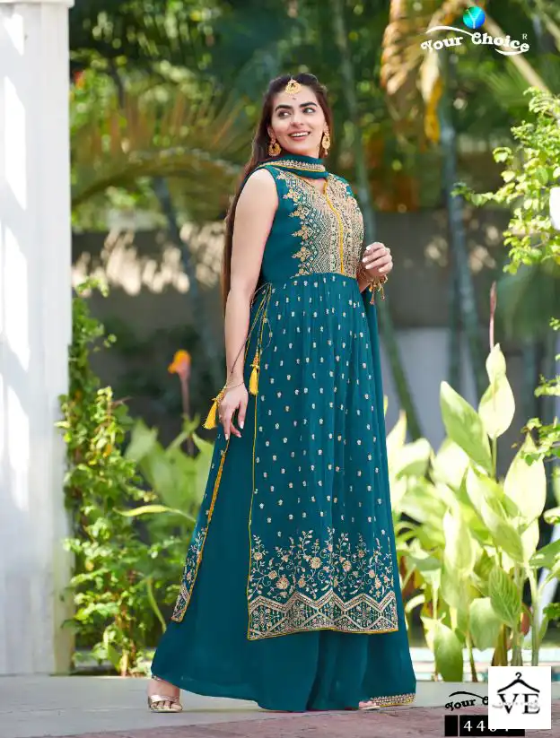 Your Choice Nykaa-3 Blooming Georgette Wholesale Nyra Cut Readymade Suit Catalog — Wholesale Salwar Suits, MPA wholesale from Surat — view 2