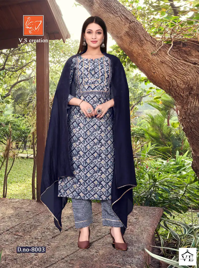 Vardan Ethnic Nandini Heavy Viscose Chanderi Wholesale Readymade Salwar Suit Catalog — Wholesale Salwar Suits, MPA wholesale from Surat - Gallery Image 3