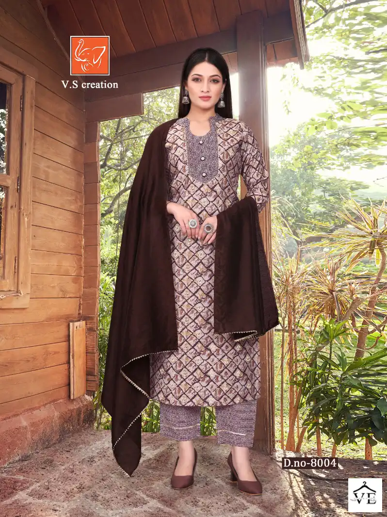 Vardan Ethnic Nandini Heavy Viscose Chanderi Wholesale Readymade Salwar Suit Catalog — Wholesale Salwar Suits, MPA wholesale from Surat - Gallery Image 4