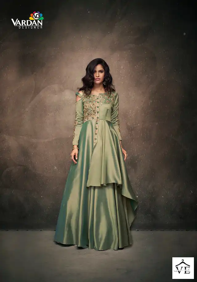 Vardan Designer Navya Vol-12 Triva Satin Wholesale Gown Catalog — Wholesale Kurtis, MPA wholesale from Surat — view 2