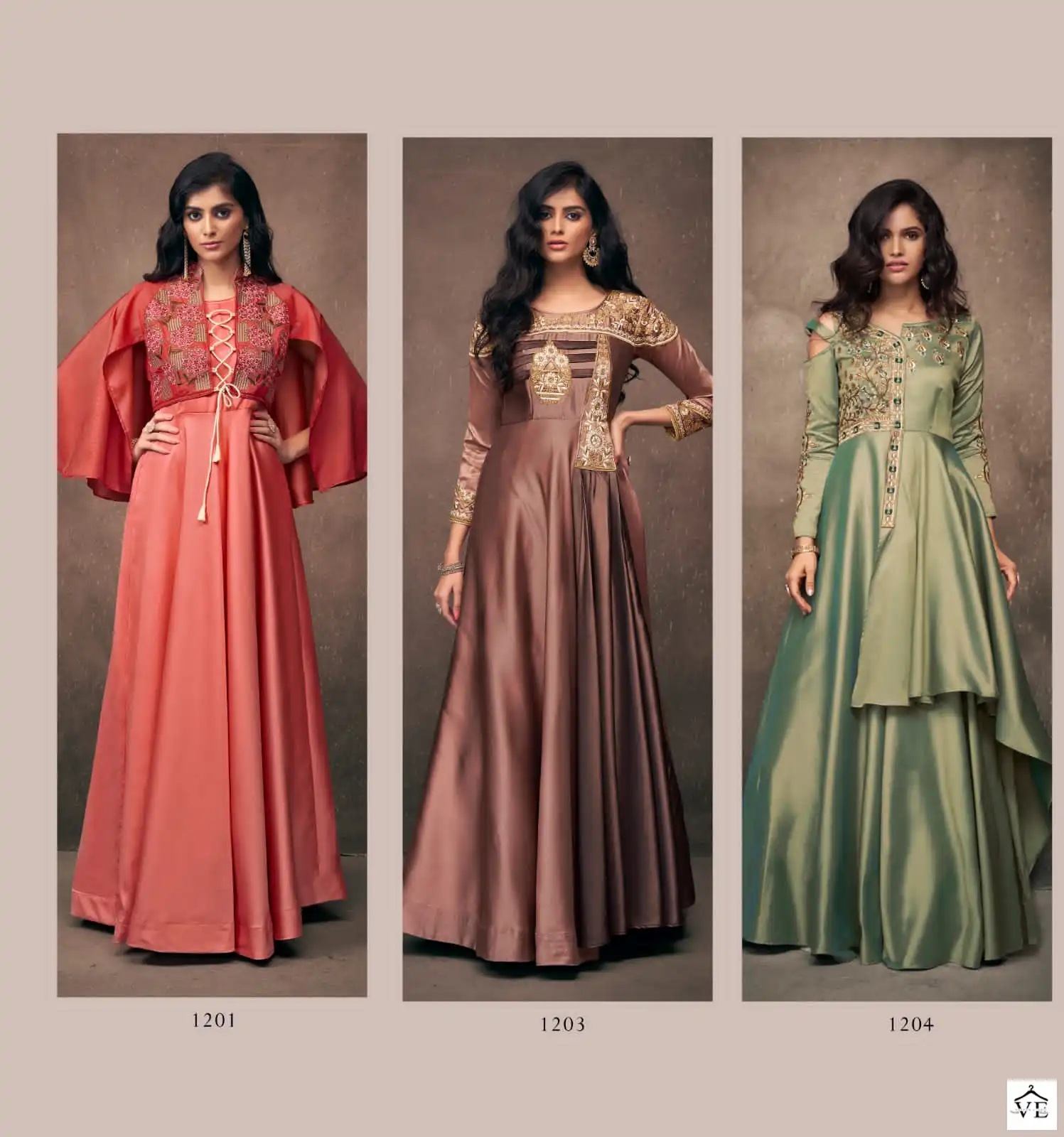 Vardan Designer Navya Vol-12 Triva Satin Wholesale Gown Catalog — Wholesale Kurtis, MPA wholesale from Surat — view 4