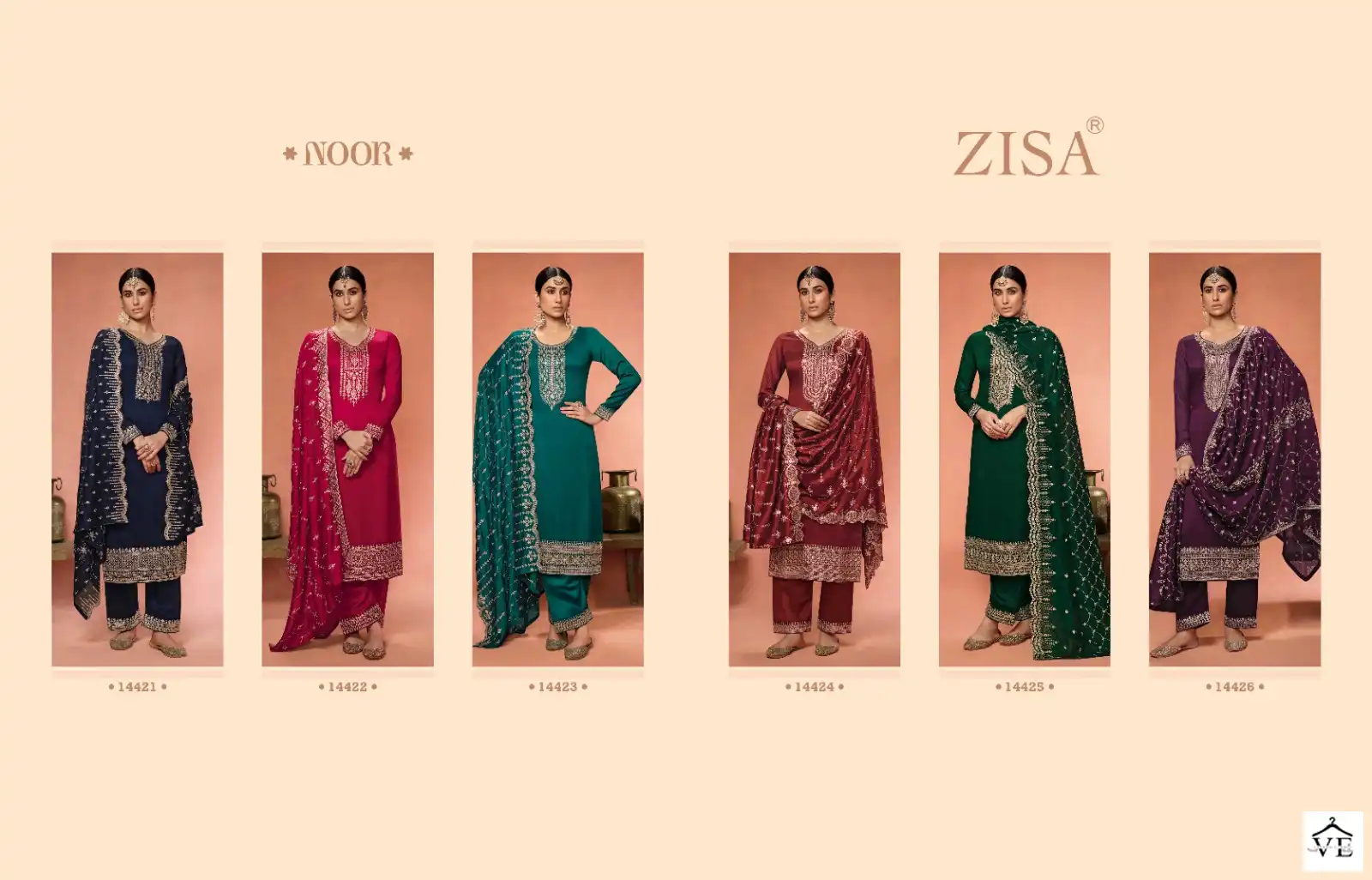 Zisa Noor Blooming Silk Georgette Wholesale Designer Suit Catalog - Image 6