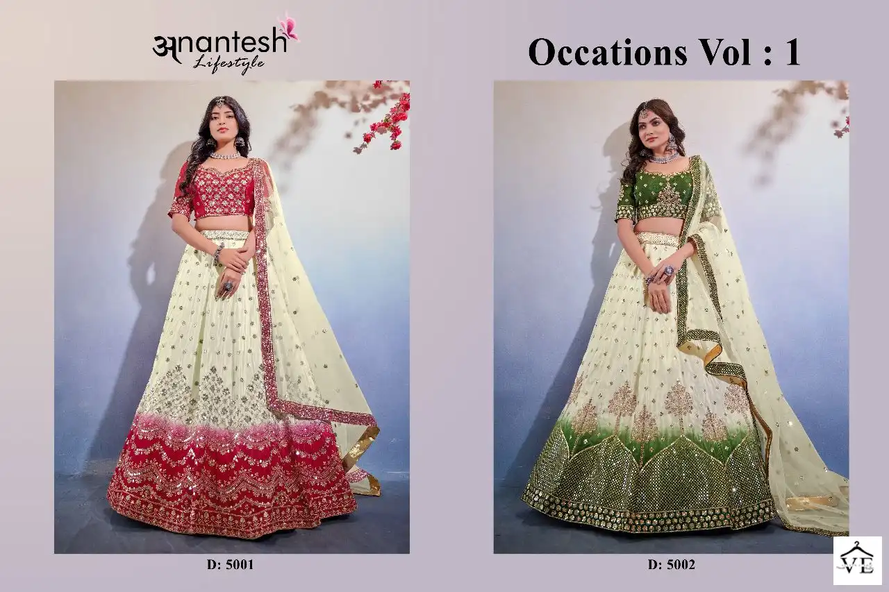Anantesh Occasions Vol 1 Premium Chinon Wholesale Lehenga Catalog — Wholesale Lehenga, MPA wholesale from Surat — view 3