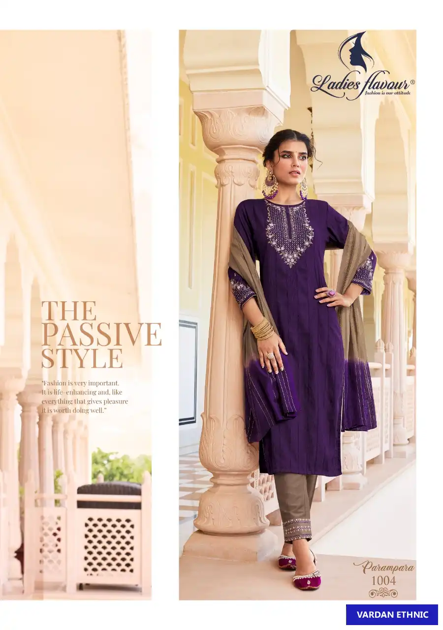 Ladies Flavour Parampara Heavy Chinon Wholesale Readymade Suit Catalog — Wholesale Salwar Suits, MPA wholesale from Surat — view 4