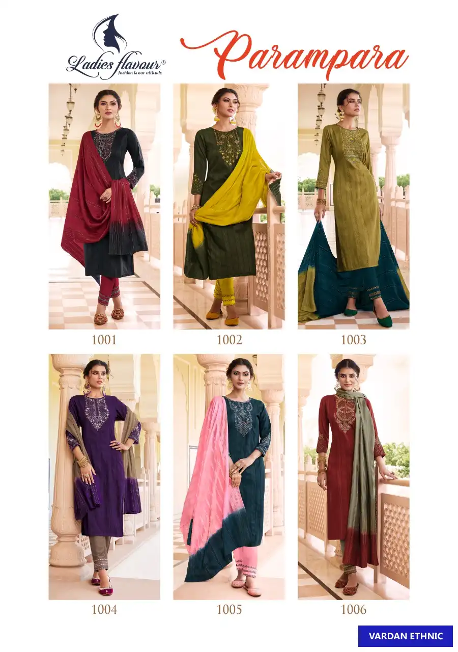 Ladies Flavour Parampara Heavy Chinon Wholesale Readymade Suit Catalog — Wholesale Salwar Suits, MPA wholesale from Surat — view 7