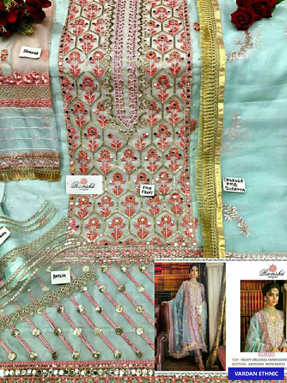 Ramsha R-118 Heavy Organza Wholesale Pakistani Suit — Wholesale Salwar Suits, MPA wholesale from Surat — view 2
