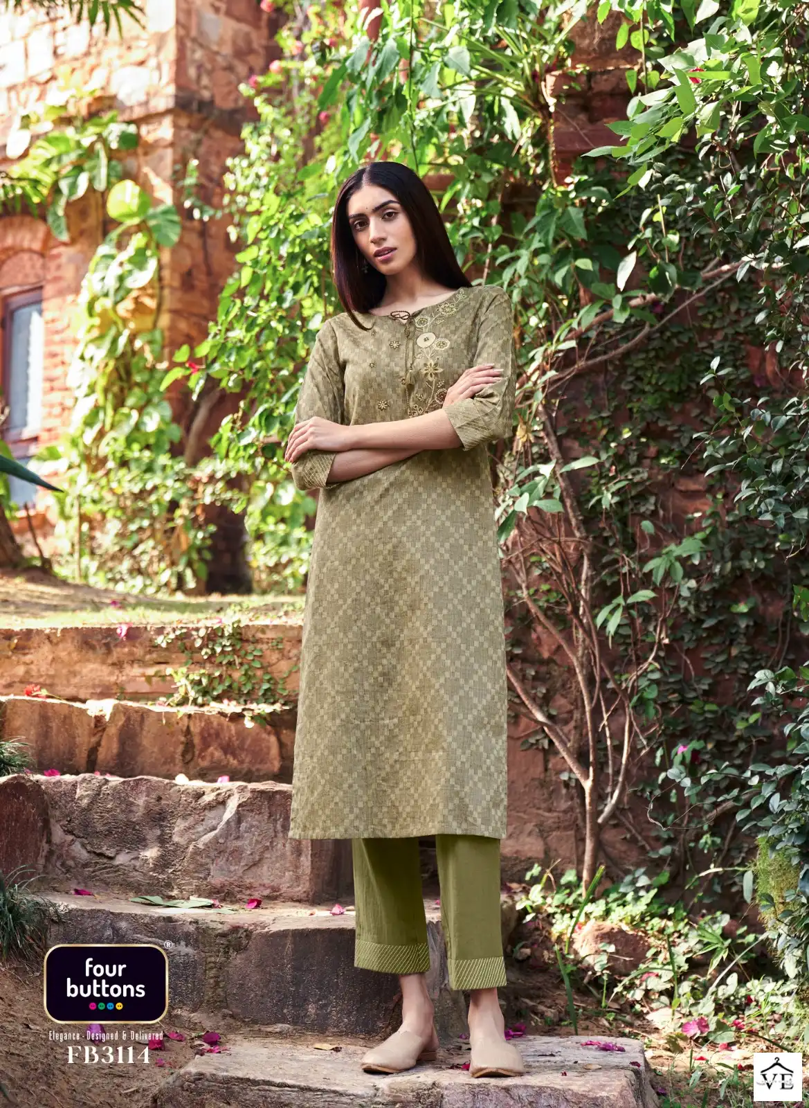 Four Buttons Raabta Pure Cotton Wholesale Kurti Pant Catalog — Wholesale Kurtis, MPA wholesale from Surat - Gallery Image 2