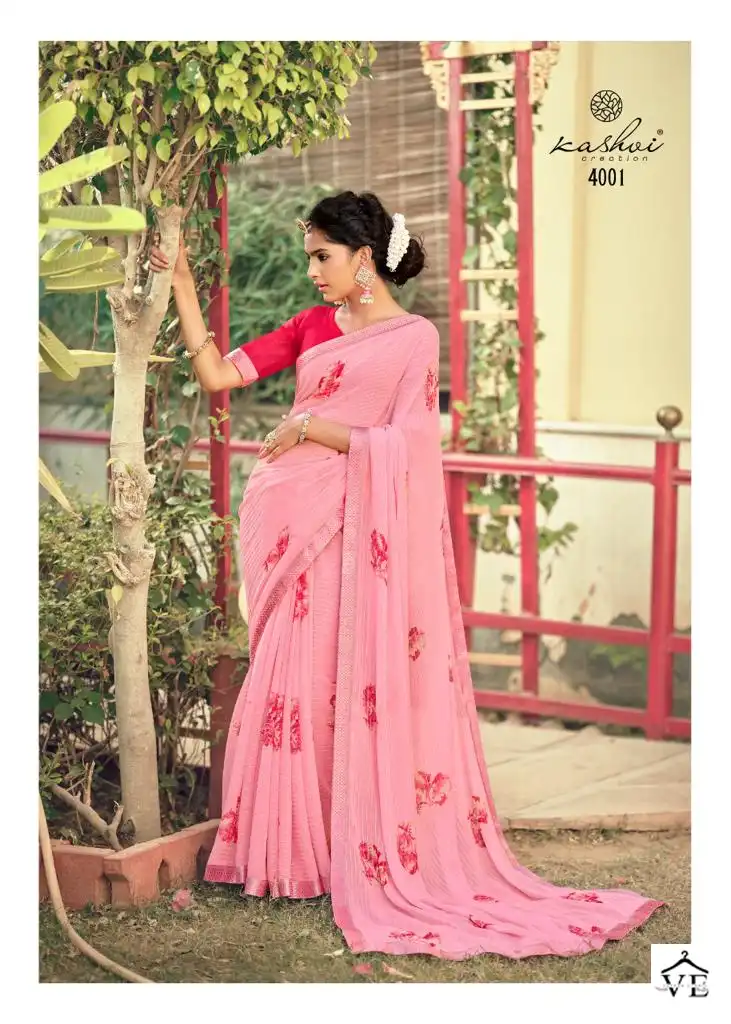 Kashvi Creation Ragini Georgette Wholesale Saree Catalog — Wholesale Sarees, Kashvi Creation wholesale from Surat - Gallery Image 7