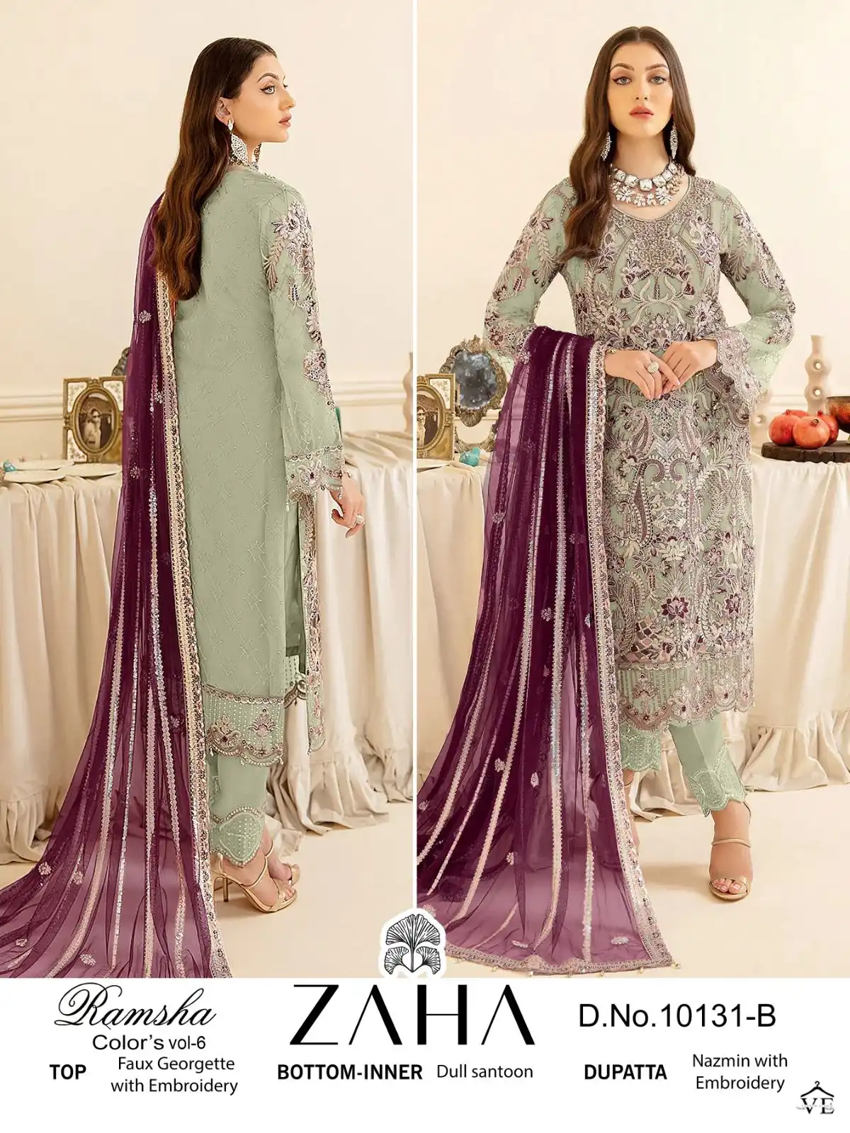 Zaha Ramsha Vol 6 Georgette Wholesale Pakistani Salwar Suit Catalog — Wholesale Salwar Suits, MPA wholesale from Surat - Gallery Image 3