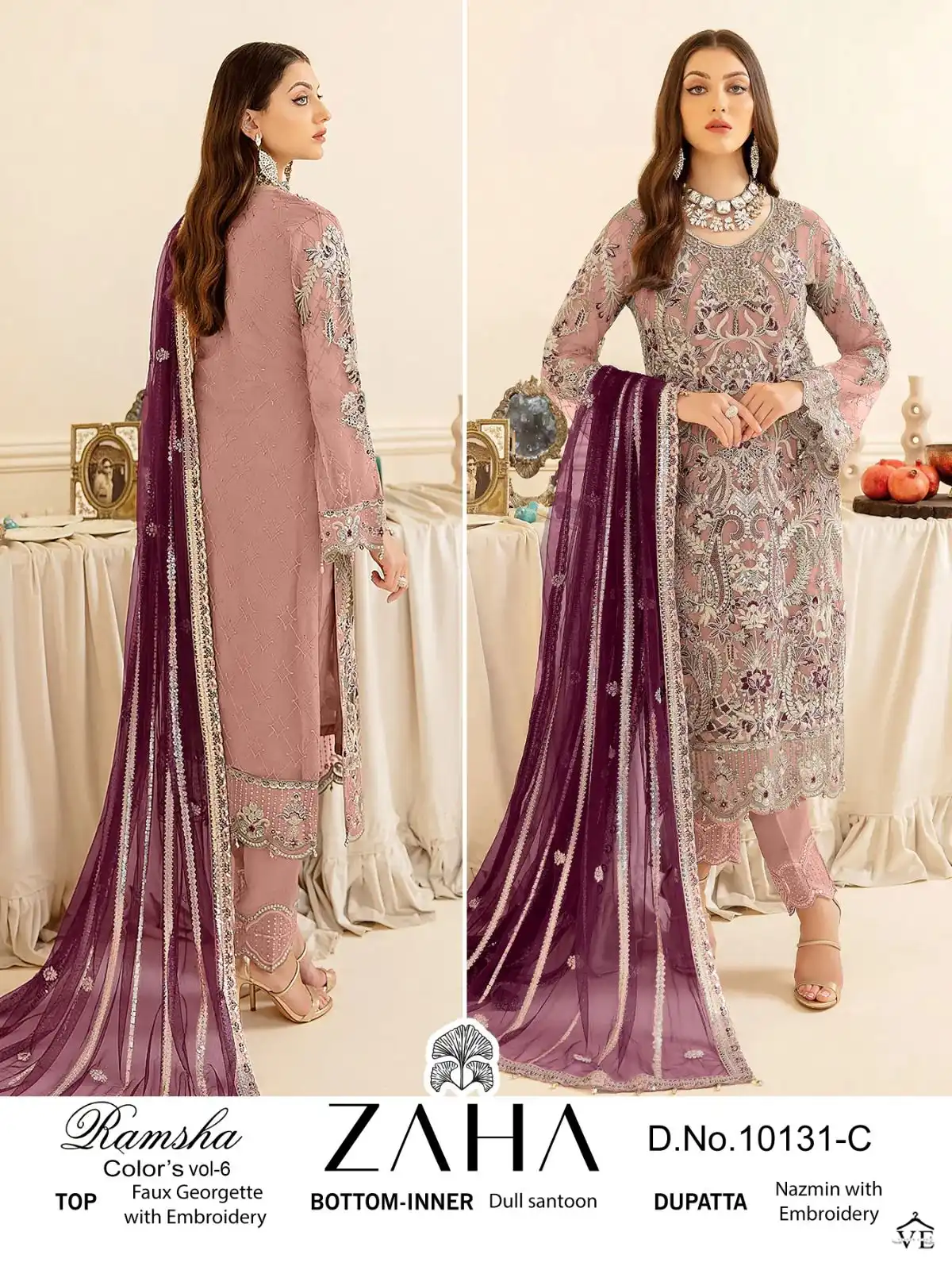 Zaha Ramsha Vol 6 Georgette Wholesale Pakistani Salwar Suit Catalog — Wholesale Salwar Suits, MPA wholesale from Surat - Gallery Image 2