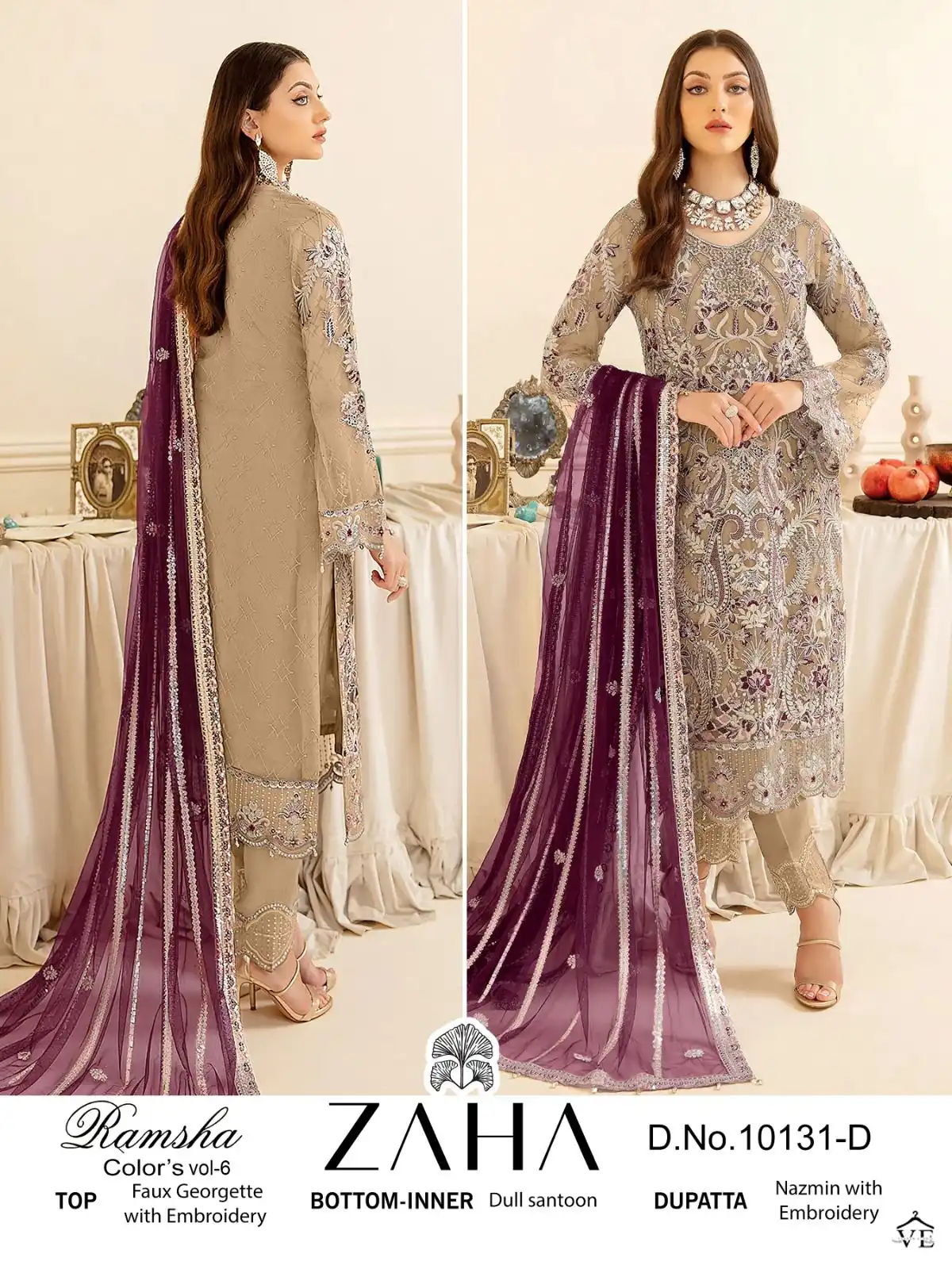 Zaha Ramsha Vol 6 Georgette Wholesale Pakistani Salwar Suit Catalog — Wholesale Salwar Suits, MPA wholesale from Surat - Gallery Image 4