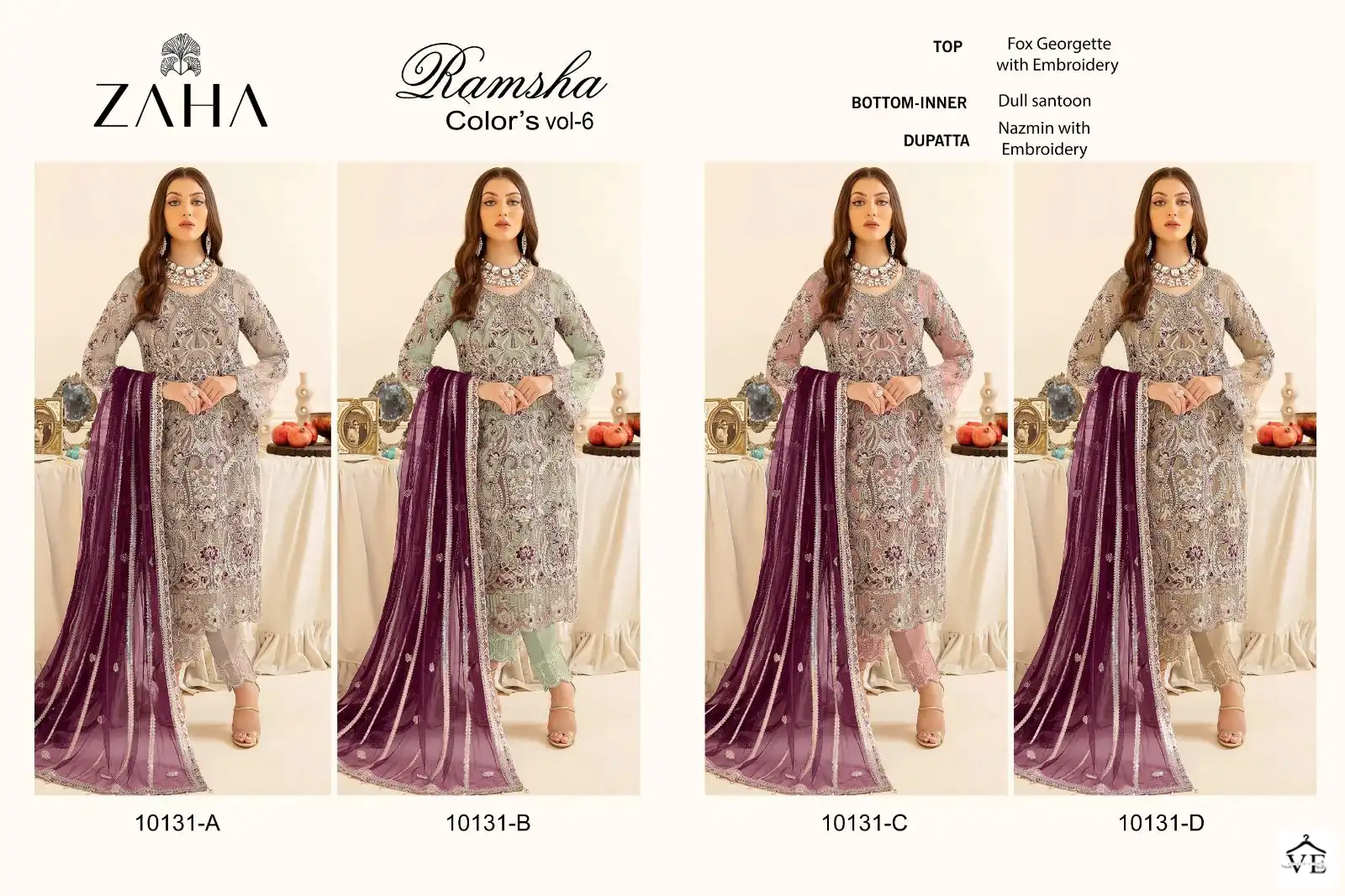 Zaha Ramsha Vol 6 Georgette Wholesale Pakistani Salwar Suit Catalog — Wholesale Salwar Suits, MPA wholesale from Surat — view 19