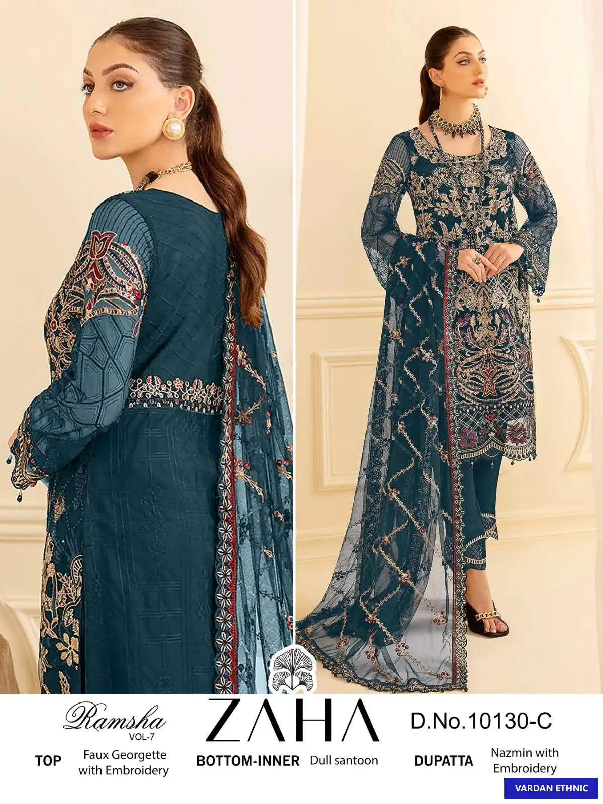 Zaha Ramsha Vol-7 Georgette Wholesale Pakistani Salwar Suit Catalog — Wholesale Salwar Suits, MPA wholesale from Surat - Gallery Image 4