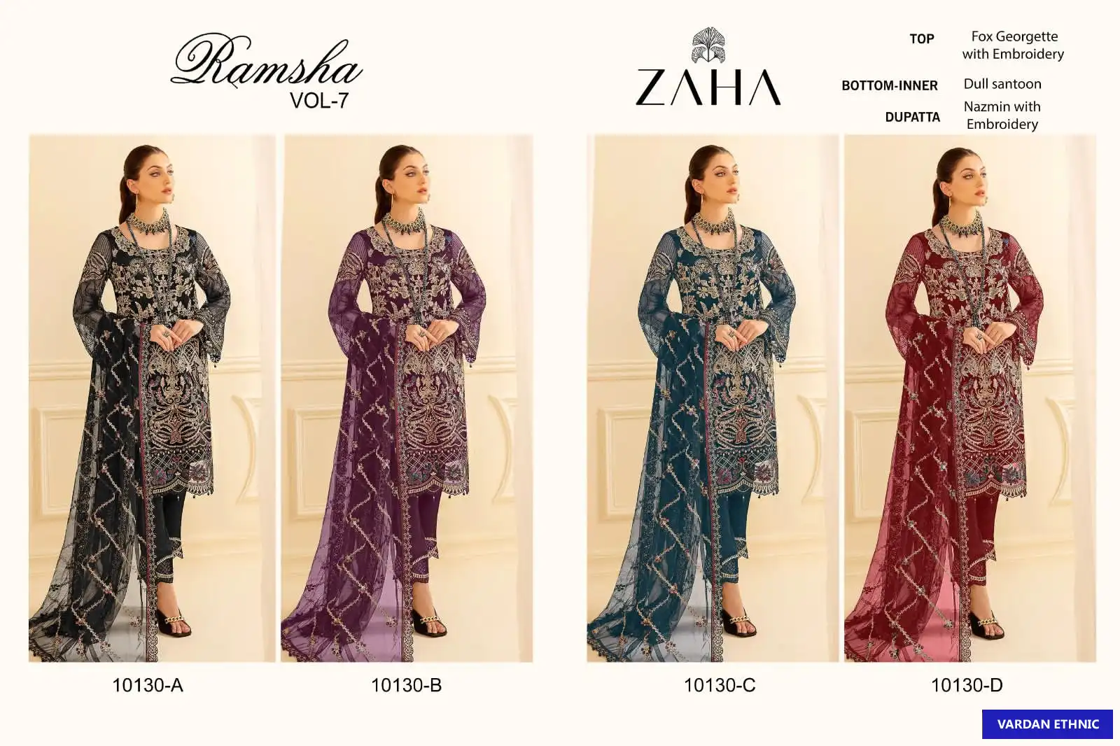 Zaha Ramsha Vol-7 Georgette Wholesale Pakistani Salwar Suit Catalog — Wholesale Salwar Suits, MPA wholesale from Surat — view 19