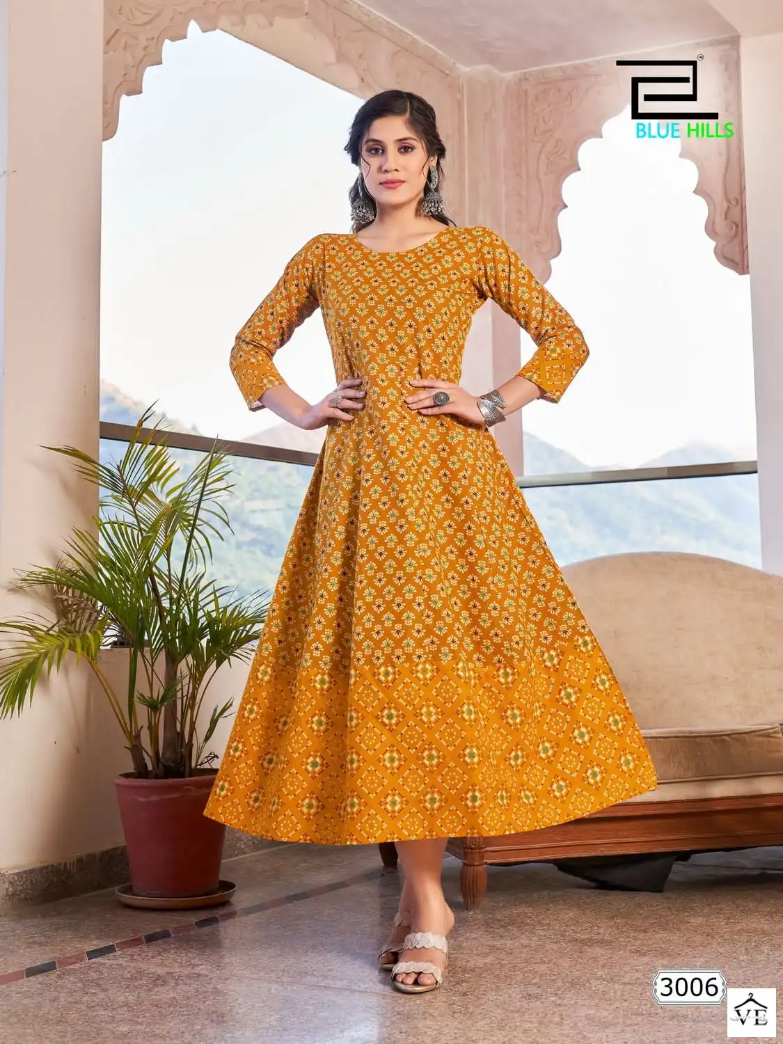 Blue Hills Rani Vol-3 Cotton Wholesale Anarkali Kurti Catalog — Wholesale Kurtis, MPA wholesale from Surat - Gallery Image 8