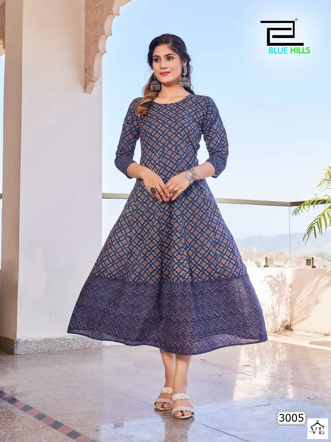Blue Hills Rani Vol-3 Cotton Wholesale Anarkali Kurti Catalog — Wholesale Kurtis, MPA wholesale from Surat - Gallery Image 2