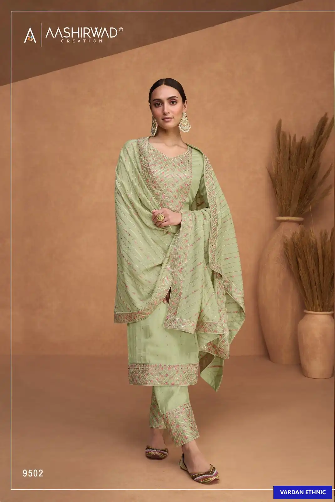 Aashirwad Resham Premium Silk Wholesale Designer Salwar Suit Catalog — Wholesale Salwar Suits, Aashirwad Creation wholesale from Surat - Gallery Image 3