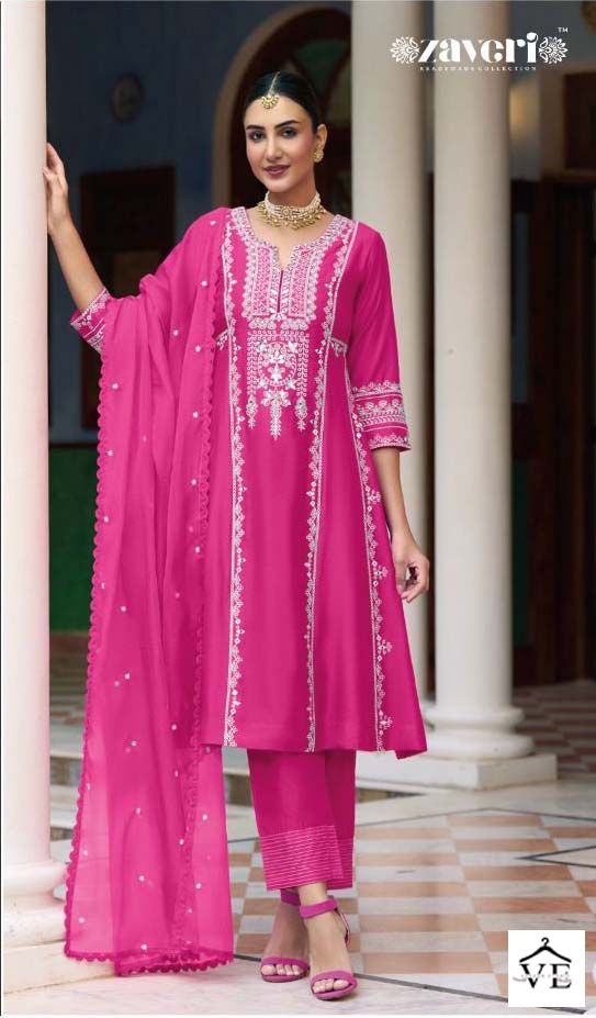 Zaveri Romani Silk Wholesale Readymade Salwar Suit Catalog — Wholesale Salwar Suits, MPA wholesale from Surat - Gallery Image 3