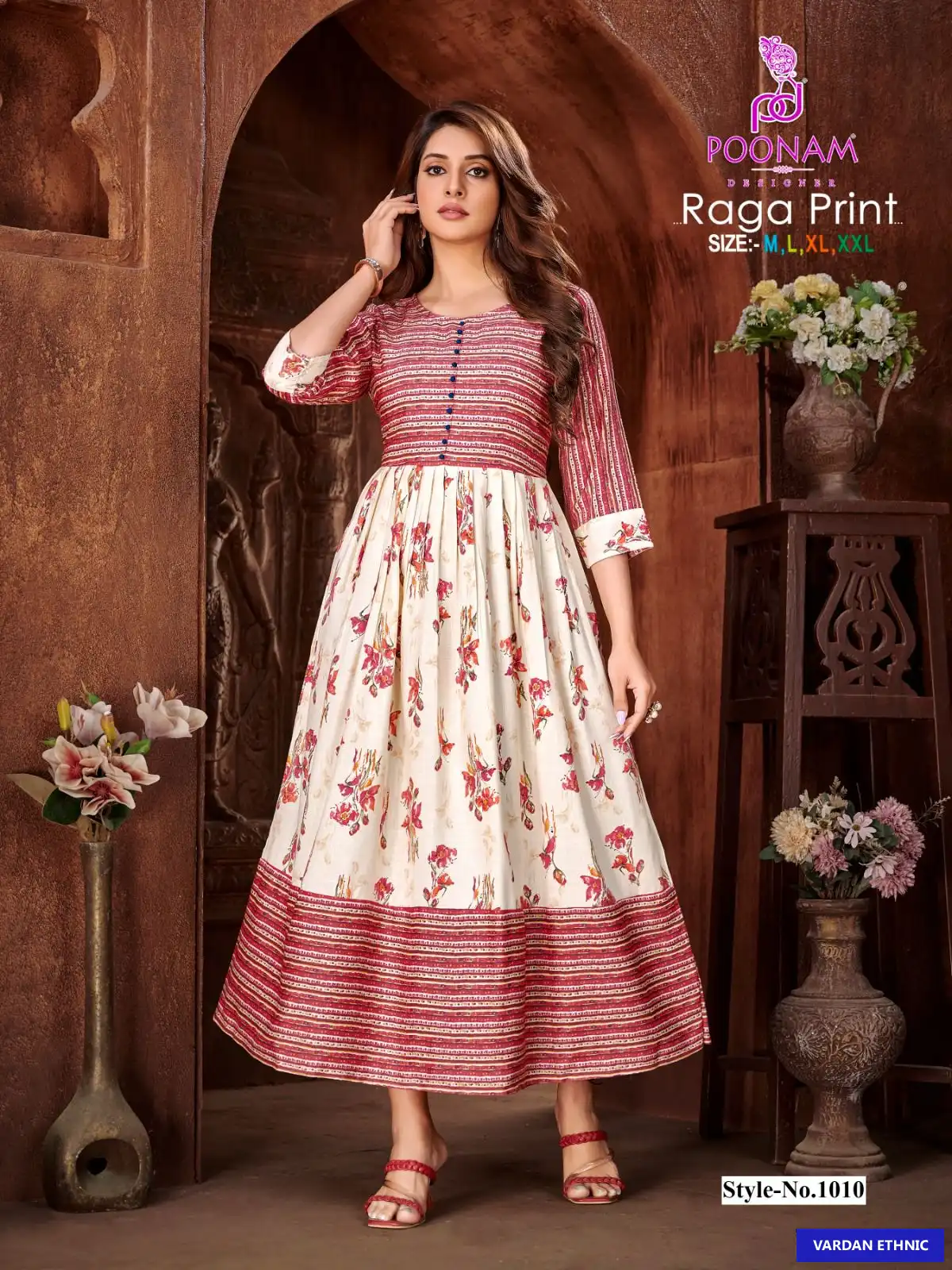 Poonam Designer Raga Print Rayon Two-Tone Wholesale Gown Catalog — Wholesale Kurtis, MPA wholesale from Surat - Gallery Image 11