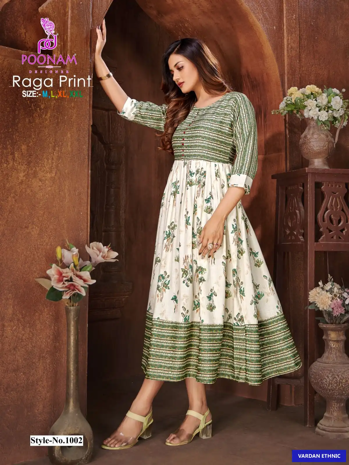 Poonam Designer Raga Print Rayon Two-Tone Wholesale Gown Catalog — Wholesale Kurtis, MPA wholesale from Surat - Gallery Image 3
