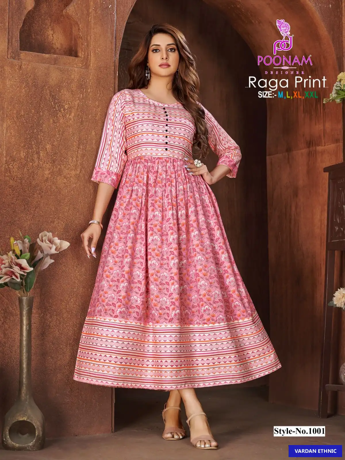 Poonam Designer Raga Print Rayon Two-Tone Wholesale Gown Catalog — Wholesale Kurtis, MPA wholesale from Surat - Gallery Image 7
