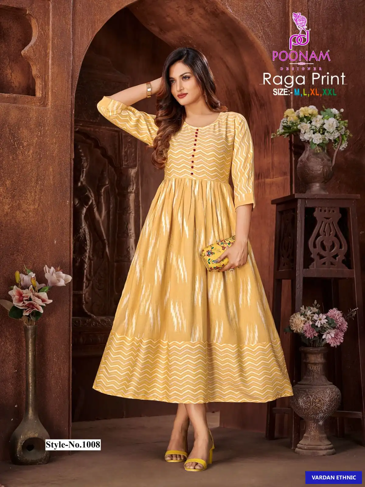 Poonam Designer Raga Print Rayon Two-Tone Wholesale Gown Catalog — Wholesale Kurtis, MPA wholesale from Surat - Gallery Image 8