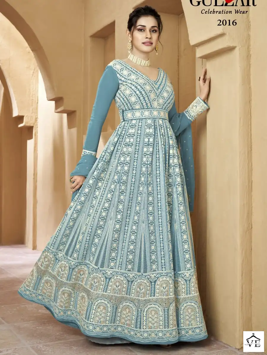 Gulzar Resham Real Georgette Wholesale Designer Suits Catalog — Wholesale Salwar Suits, MPA wholesale from Surat — view 1