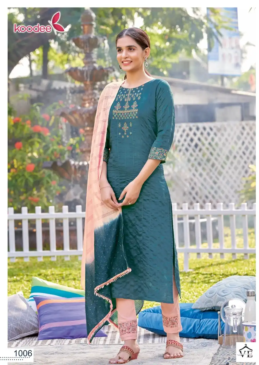 Koodee Riya Vol 3 Fancy Viscose Dobby Stripe Wholesale Salwar Suit Catalog — Wholesale Salwar Suits, MPA wholesale from Surat - Gallery Image 2
