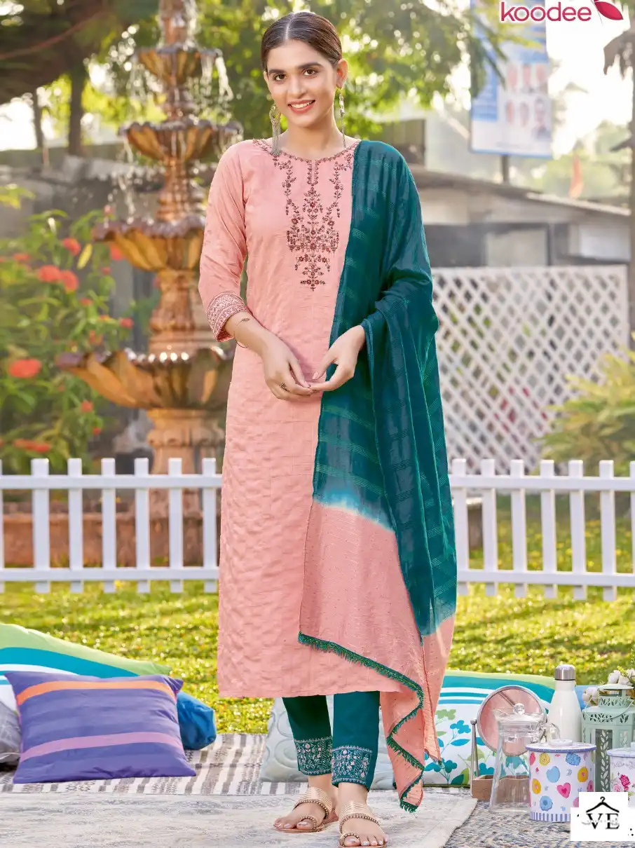 Koodee Riya Vol 3 Fancy Viscose Dobby Stripe Wholesale Salwar Suit Catalog — Wholesale Salwar Suits, MPA wholesale from Surat — view 1
